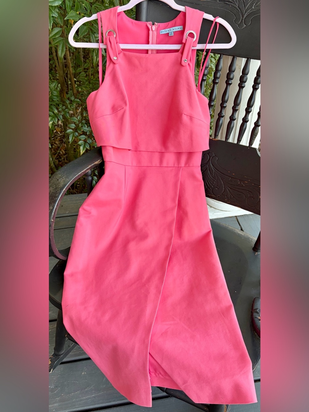 🎀Pink ANTONIO MELANI Sleeveless Dress with Silver Ring Straps/First pic is true